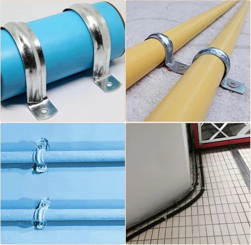 Vista 5 de uxcell 18 correas de tubo rígidas de 1 pulgada, correas de un agujero en forma de R, abrazadera de tubo de acero inoxidable para instalación