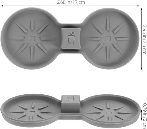 Vista 2 de Cabilock Car Cup Holder Insert Mat Gray Silicone Anti-Slip Central Console Coaster Automotive Cup Holder Pad for Spill Prevention Easy Installation