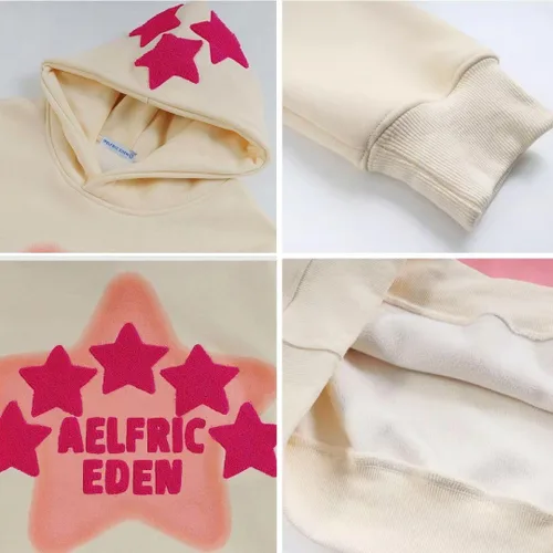 Vista 5 de Aelfric Eden Sudadera con capucha con estampado de estrellas, ropa urbana, tendencia causal, holgada, de gran tamaño, sudadera con capucha