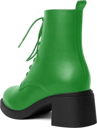 Vista 63 de ROSERWISH Botas altas de tacón bajo y grueso para mujer, con cordones, cómodas, modernas, con puntera redonda, de 2.5 pulgadas