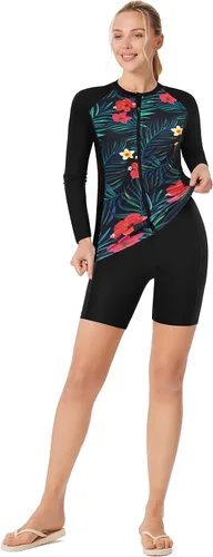 Vista 4 de JACK SMITH Traje de baño de 3 piezas de manga larga con cremallera frontal, tankini UPF 50 para mujer