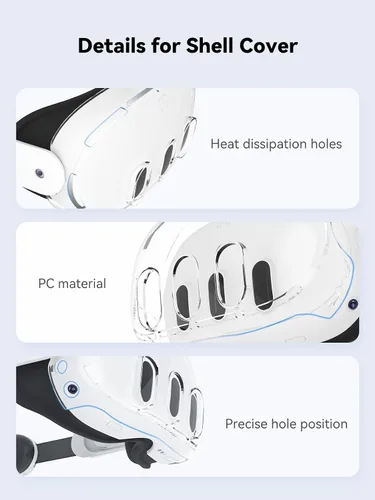 Vista 5 de MOJOXR Silicone Face Cover, Clear Shell Cover, Lens Cover and Upgraded Controller Grip Cover Compatible with Quest 3