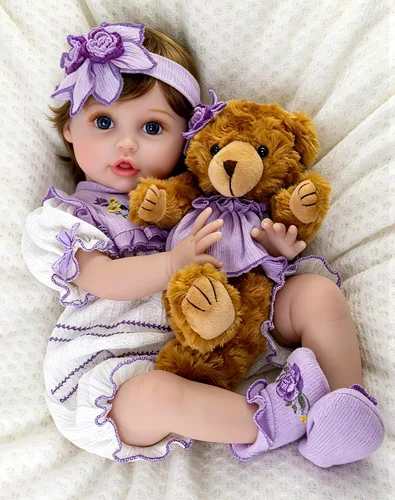 Vista 10 de Aori Muñecas Reborn de 22 pulgadas – Muñeca de bebé realista para niños de 3 años en adelante – Bebé recién nacido realista con traje rosa – Cuerpo
