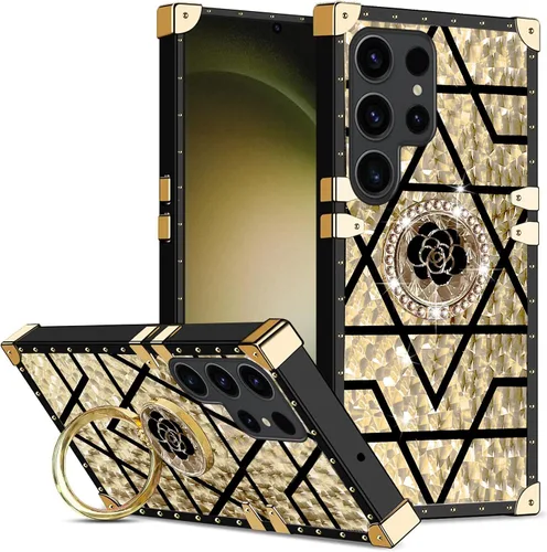 Vista 10 de Funda para S23 Ultra, Galaxy S23 Ultra para mujer, funda a prueba de golpes, TPU retro, elegante, clásica, borde de lujo, protección completa