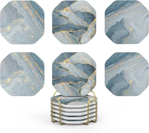 Vista 7 de UMIRRO Posavasos para decoración de mesa de café, posavasos rústicos retro bohemios de granja, tapetes absorbentes para tazas para mesa de madera