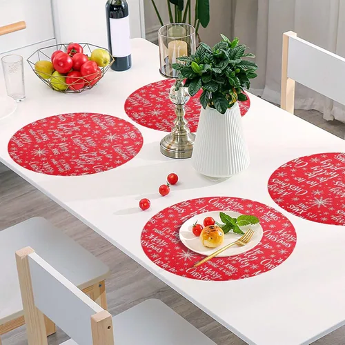 Vista 6 de Christmas Greetings Merry Christmas Place Mat, Non Slip Placemats Heat Insulation for Kitchen one sizex1