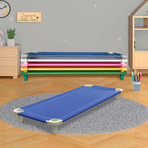 Vista 3 de Acrimet Cuna de siesta para niños, cama portátil para niños pequeños, apilable, 52 pulgadas de largo (tubos de acero inoxidable)