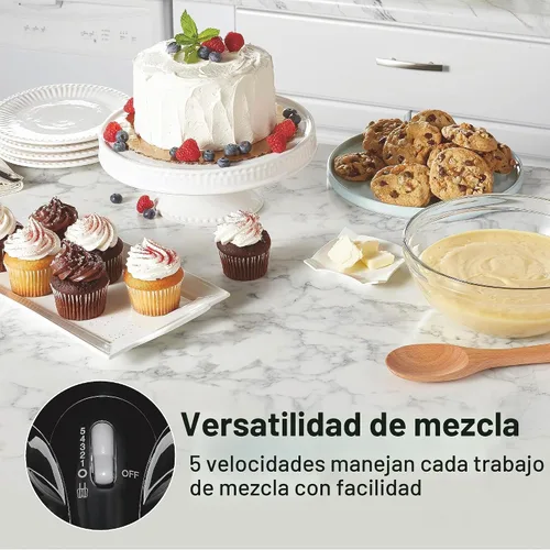 Vista 2 de Proctor Silex Easy Mix - Batidora de mano eléctrica de 5 velocidades con Compacto y ligero 215 vatios de potencia máxima Negro 62511