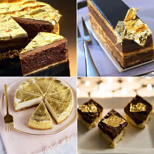 Vista 6 de 10 Gold Leaf Sheets, Premium Gold Flakes for Decorating Cakes Dessert