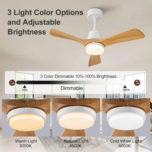 Vista 6 de Ventiladores de techo de 36 pulgadas para exteriores con luces y control remoto, ventiladores de techo de madera para exteriores regulables de 3