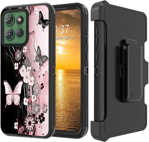 Vista 140 de Funda para Moto G Stylus 5G 2023 con funda de clip para cinturón y soporte, resistente de doble capa, resistente a prueba de golpes, para Motorola