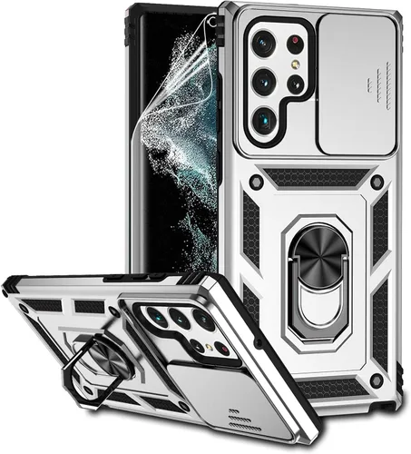 Vista 12 de Funda para Samsung Galaxy S22 Ultra con cubierta para lente de cámara, protector de pantalla HD, probado contra caídas de grado militar, soporte