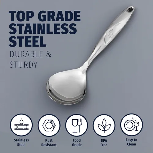 Vista 5 de Zulay Kitchen Cuchara de servir de acero inoxidable, cuchara grande de cocina y servir de 11.5 pulgadas con mango ergonómico, duradero, resistente