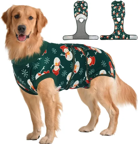 Vista 44 de Kuoser Traje de cirugía para perro, cómodo traje de recuperación para perras, mameluco protector posoperatorio, alternativa suave al cuello E