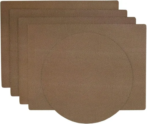 Vista 23 de Juego de 4 manteles individuales rectangulares de vinilo Tan Dot