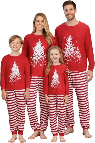 Vista 11 de OAKFashion Conjuntos de Pijamas Familiares de Navidad, Pijamas Familiares a Juego de Navidad Ropa de Dormir Pjs