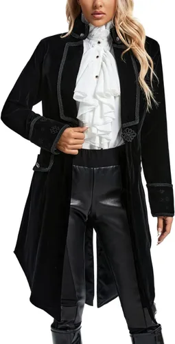 Vista 8 de SUPLEAP Chaqueta estilo vintage gótico victoriano para mujer, abrigo largo Steampunk