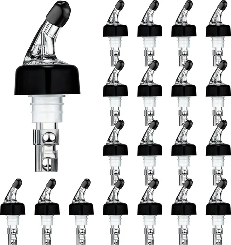 Vista 8 de BBTO Vertedor automático de botellas con boquilla de licor, Jigger de botella de medición rápida, 1 onza/1.0 fl oz (transparente, negro, 12 piezas)