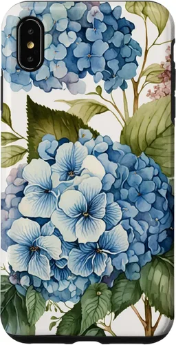 Vista 11 de Watercolour Vintage Blue Hydrangea with Flower Flower Case for iPhone 17