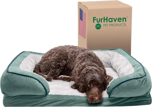 Vista 19 de Furhaven Cama de Gel Refrescante para Perros Medianos/Pequeños con Refuerzos Extraíbles y Funda Lavable, Para Perros de Hasta 35 lbs - Sofá