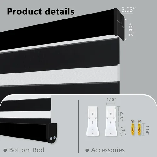 Vista 5 de MING CHEN Persianas motorizadas con control remoto, motor recargable integrado, persianas eléctricas automáticas de cebra compatibles con Alexa