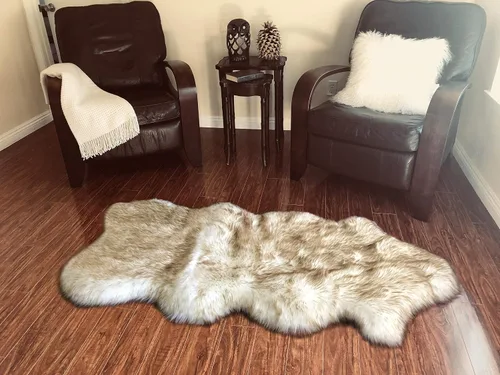 Vista 34 de LAMBZY Alfombra de piel de oveja auténtica, parte inferior gruesa y fuerte, fácilmente lavable, resistente a las manchas, perfecta para sala