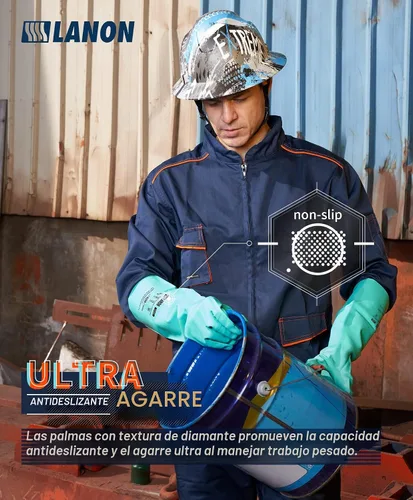 Vista 3 de LANON Guantes de Nitrilo Resistentes a Productos Químicos, Guantes de Trabajo de Seguridad Reutilizables de Servicio Pesado, Protección contra