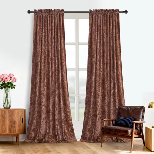 Vista 17 de Cortinas de Terciopelo Chartreuse Aplastado de Lujo Juego de 2 Paneles - 84 pulgadas de Largo para Oscurecer la Habitación Cortinas de Terciopelo