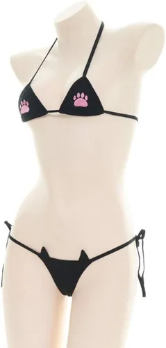 Vista 3 de SPORCLO Cute Anime Lingerie Sets Sexy Bra and Panty Set Costume Cosplay Bikinis for Women