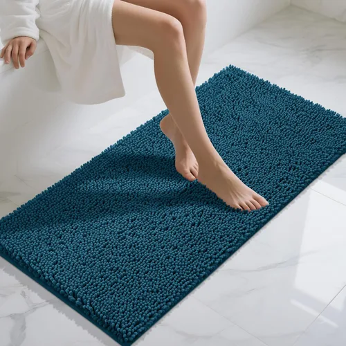 Vista 85 de Yimobra Tapetes de baño lavables, de chenilla súper suave y absorbente, para suelo y alfombra, de secado rápido, antideslizante, para bañera y Beige