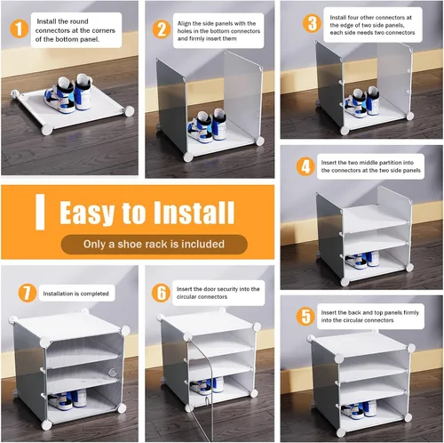 Vista 6 de Organizador de zapatos, 3 x 12 niveles, apilable, 72 pares de armarios de almacenamiento de zapatos, a prueba de polvo, estante de zapatos