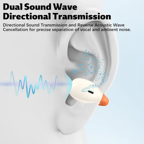 Vista 3 de TOPAUX Auriculares inalámbricos de oreja abierta con clip seguro Auriculares deportivos blancos Conducción ósea ligera Auriculares Bluetooth