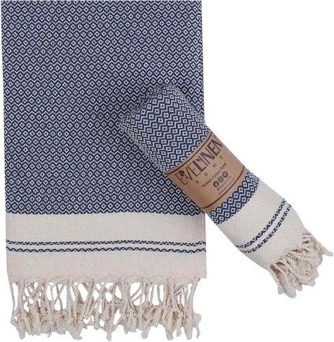 Vista 11 de Evelynen - Juego de 2 toallas de mano turcas para baño y cocina, toallas de mano bohemias con bucles para colgar, para cara, té, plato, cocina