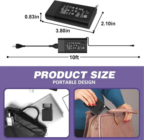 Vista 3 de Nuevo cargador delgado de 65 W para laptop HP cargador USB C reemplazo de computadora, Envy x360/Elitebook x360/Spectre x360/Elite