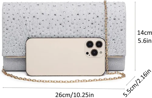 Vista 4 de Bolsas de noche para mujer, con lentejuelas con purpurina, bolso de mano brillante para mujer, bolso formal de boda, fiesta, baile