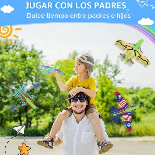 Vista 7 de Manmel Paquete de 12 lanzadores de aviones para niños, 2 lanzadores y 10 planeadores de espuma, juguetes voladores para interiores y exteriores