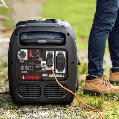 Vista 4 de A-iPower Generador inversor portátil, listo para autocaravana de 3700 W, cumple con la EPA, portátil con mango telescópico para uso doméstico
