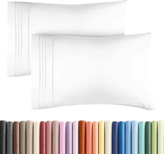 King Standard Pillow Cases Set of 2 - Ultra Soft Pillowcase Covers - White | Hotel Quality, Comfortable Bedding for Women, Men, Kids & Teens,