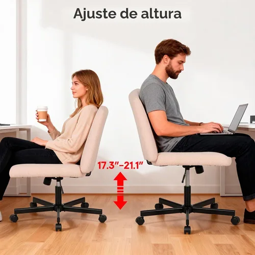 Vista 5 de PayLessHere Silla cruzada con ruedas Rosa Silla de escritorio sin brazos