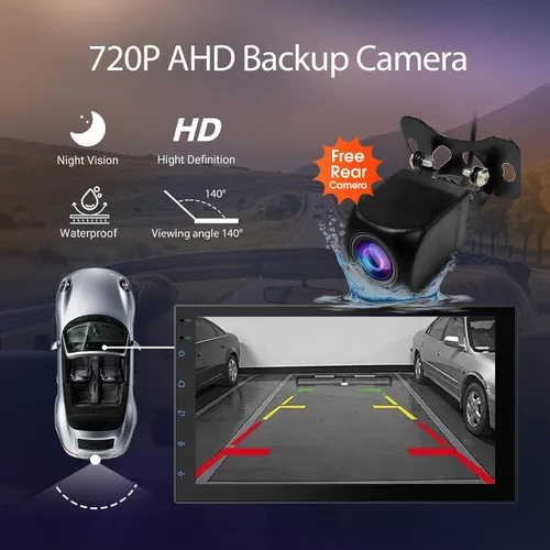 Vista 6 de Haudio Estéreo de auto de doble DIN de 7 pulgadas, radio táctil para automóvil con Apple Carplay inalámbrico y Android Auto, Mirror Link, Bluetooth