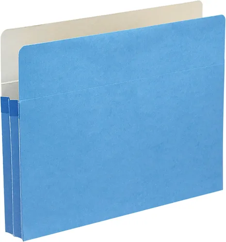Vista 8 de Smead Bolsillo para archivo, pestaña de corte recto, expansión de 1-3/4 pulgadas, tamaño carta, azul, 25 por caja (73215)