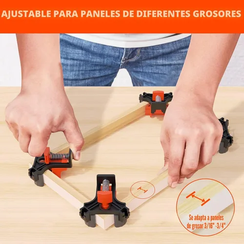 Vista 6 de WETOLS Abrazadera de esquina para carpintería, abrazadera de ángulo recto de 90 grados, abrazaderas de madera, 4 abrazaderas de carpintería