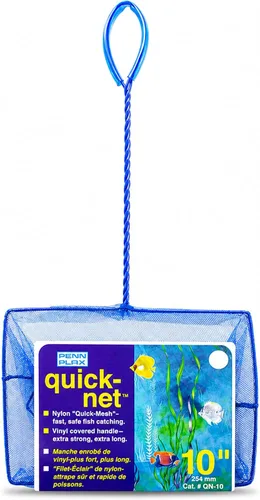 Vista 22 de Penn-Plax Quick-Net Aquarium Fish Net - Fine Mesh, Vinyl-Covered Braided Handle - Small Aquarium Cleaning Tool for Gentle Fish Handling - Use in