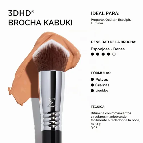 Vista 3 de Sigma Beauty Cepillo Kabuki 3DHD®, cepillo denso Kabuki para base líquida
