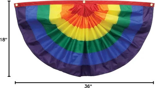 Vista 6 de In the Breeze 3703 Abanico plisado arco iris, 1.5 x 3 pies, decoración para exteriores, 1.5 pies de alto x 3 pies de ancho