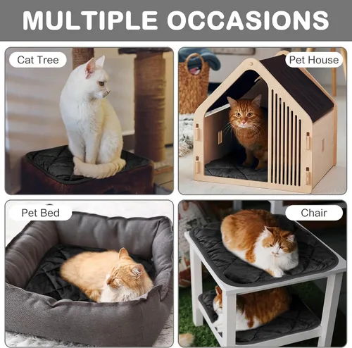 Vista 4 de Paquete de 4 Almohadillas Autocalentables para Gatos, Alfombrilla Autocalentable para Perros que Refleja el Calor Corporal, Almohadilla Térmica Negro