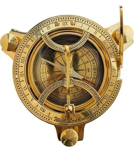 Vista 4 de RedSkyTrader Reloj de sol brújula de latón macizo esfera solar