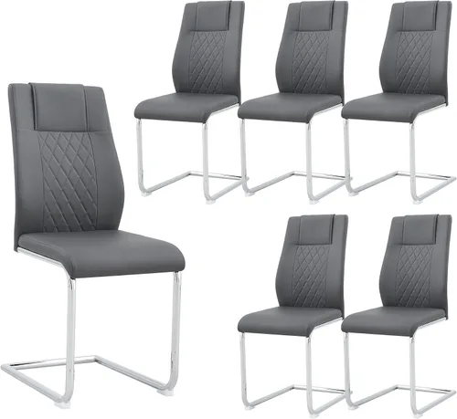 Vista 17 de Sillas De Comedor - Juego de 4 sillas de comedor modernas para cocina, con asiento tapizado de piel sintética, patas de metal con respaldo alto