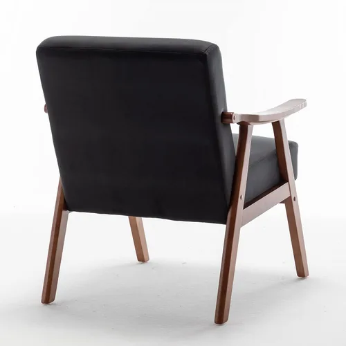 Vista 8 de Container Furniture Direct Silla decorativa con tapicería de microfibra y marco de madera maciza, muebles de sala de estar clásicos de mediados