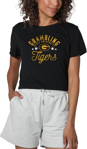 Vista 142 de Colección oficial de camisetas con diseño de mascota desgastada para mujer, color negro Grizzlies del estado de Adams